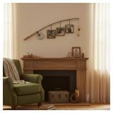 Young's Inc Wood Fishing Pole Triple Photo Frame   Rustic Lake House Wall Fish Decor with Hanging 4x4 Frames, Lodge & Woodland Cabin Accent for Fishermen, Outdoor Enthusiasts, and Family Memories