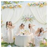 $190 80ft x 12ft Wrinkle Free Ivory Backdrop Curtains for Wedding Parties Ivory Curtain Backdrop Photo Fabric Backdrop Drapes for Bridal Shower Photography Background Curtain 10ft(W) x 12ft(H), 8 Pane