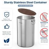 Paw Libero 35 Lbs Stainless Steel Dog Food Storage Container with Airtight Wooden Lid & Ceramic Bone Handle, Large Metal Dog Food Bin, Pet Treat Jars for Dogs & Cats, Keep Fresh, Easy to Clean