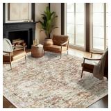 $139 CHAMPLANT Washable Area Rug 9'x12' Retro Boho Design Non-Shedding Easy Care Ideal for High Traffic Areas in Living Room Bedroom Office Coffee Table Kitchen Large Carpet