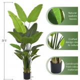 $130 7FT Artificial Bird of Paradise Tree (84in) Tall Large Faux Trees with Realistic Leaves, Fake Floor Potted Artificial Plants for Home Office Living Room Garden Indoor Outdoor Decor (7feet,1Pack)