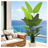 $130 7FT Artificial Bird of Paradise Tree (84in) Tall Large Faux Trees with Realistic Leaves, Fake Floor Potted Artificial Plants for Home Office Living Room Garden Indoor Outdoor Decor (7feet,1Pack)