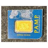 1 GRAM .999 FINE GOLD PAMP BAR 1 GRAM .999 FINE GOLD PAMP BAR
