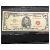 1963 US RED SEAL $5 BILL 1963 US RED SEAL $5 BILL