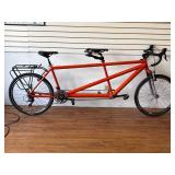 Custom Orange Tandem Bicycle With Shimano Sora & Marzocchi Bomber Fork