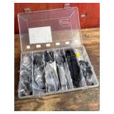 Shimano Di2 Small Parts Organizer Box With Assorted Bicycle Components Shimano Di2 Small Parts Organizer Box With Assorted Bicycle Components