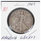 1947 Walking Liberty half dollar