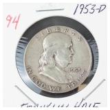 1953-D Franklin half dollar