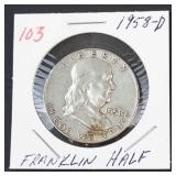 1958-D Franklin half dollar