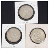 3) 40% silver Kennedy half dollars: 1965, 1966, 1967