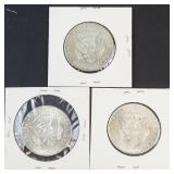 3) 40% silver Kennedy half dollars: 1967, 1968-D, 1969-D