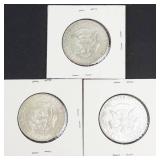 3) 40% silver Kennedy half dollars: 1967, 1968-D, 1969-D
