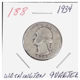 1934 Washington silver quarter