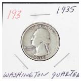 1935 Washington silver quarter