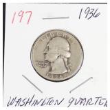 1936 Washington silver quarter