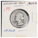 1936-D Washington silver quarter