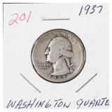 1937 Washington silver quarter