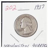1937 Washington silver quarter