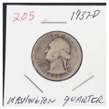 1937-D Washington silver quarter