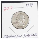 1939 Washington silver quarter