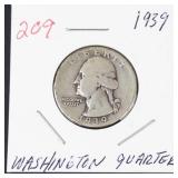 1939 Washington silver quarter