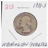 1939-S Washington silver quarter