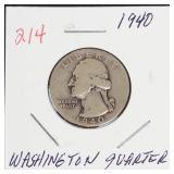 1940 Washington silver quarter