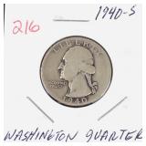 1940-S Washington silver quarter