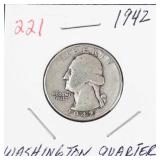 1942 Washington silver quarter