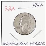 1942 Washington silver quarter
