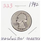 1942 Washington silver quarter