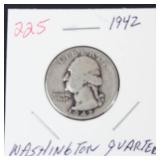 1942 Washington silver quarter