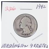 1942 Washington silver quarter