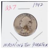 1942 Washington silver quarter