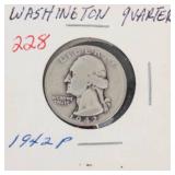 1942 Washington silver quarter