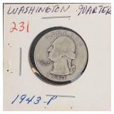 1943 Washington silver quarter