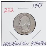 1943 Washington silver quarter