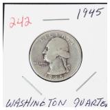 1945 Washington silver quarter