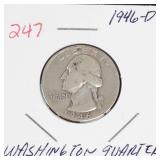 1946-D Washington silver quarter