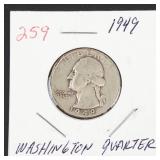 1949 Washington silver quarter