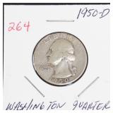 1950-D Washington silver quarter