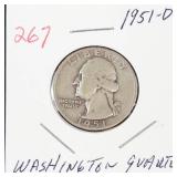1951-D Washington silver quarter
