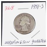 1951-S Washington silver quarter
