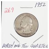 1952 Washington silver quarter