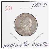 1952-D Washington silver quarter