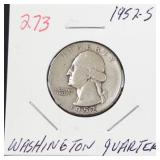 1952-S Washington silver quarter