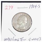 1954-S Washington silver quarter