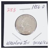 1956-D Washington silver quarter
