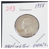 1958 Washington silver quarter