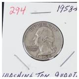 1958-D Washington silver quarter